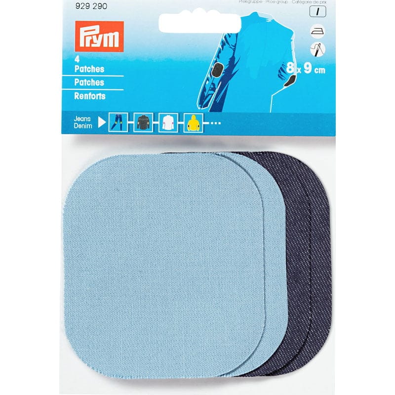 Denim Repair Patch – Dark Blue & Light Blue - Light Blue & Dark Blue - 8x9 cm - 4-Pack