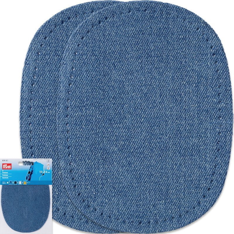 Denim Knee Patches - With Perforation , Medium Blue