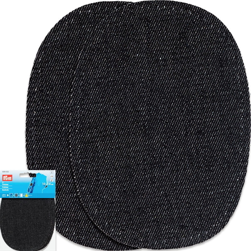 Denim Knee Patches - With Perforation , Black