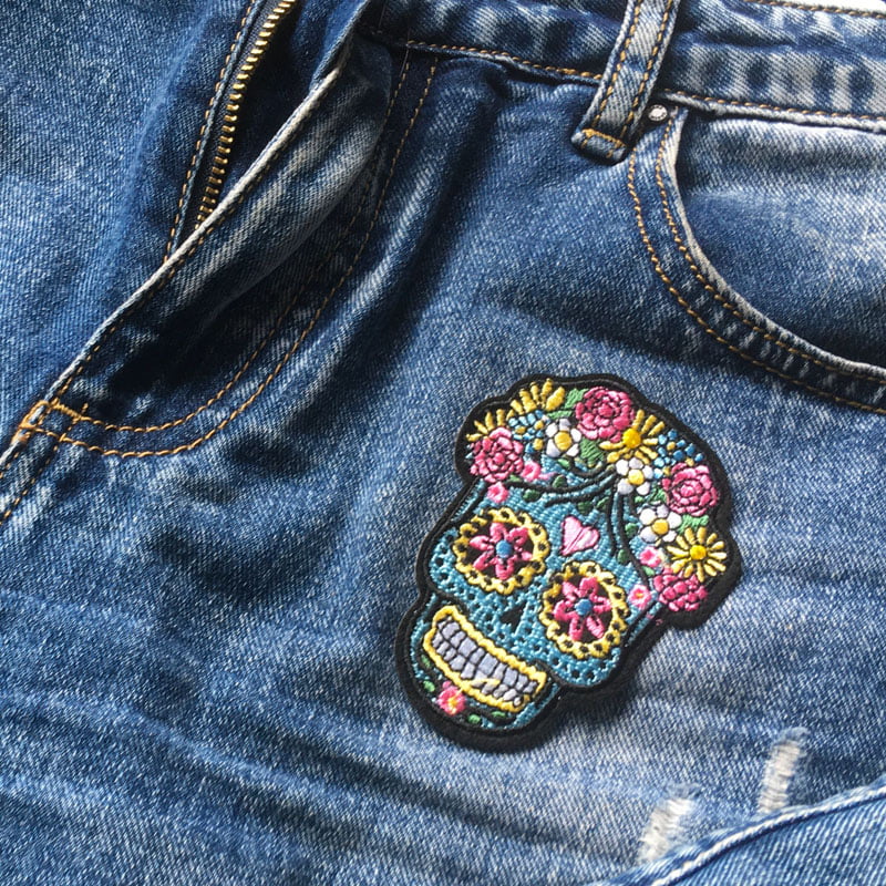 Skull Flower Crown – Iron-on Patch - Image 2